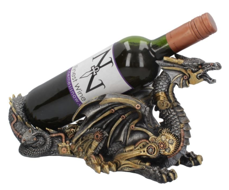 (image for) Guardian of the Grapes Steampunk Dragon Wine Holder